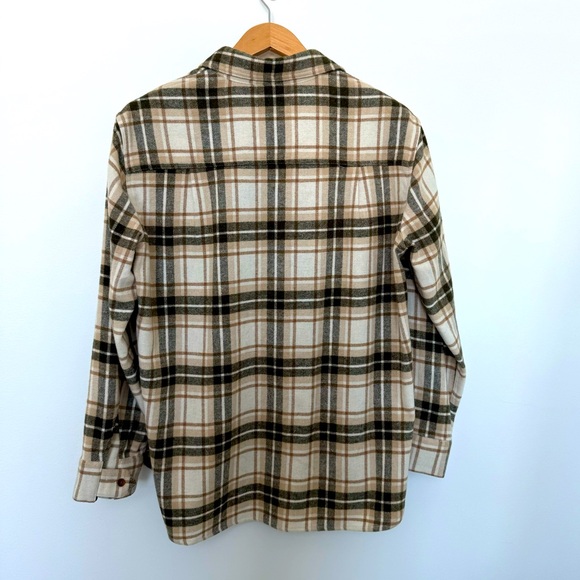 Jenni Kayne O’Keeffe Overshirt Button Up Oatmeal Plaid Shirt Size M - Picture 3 of 6